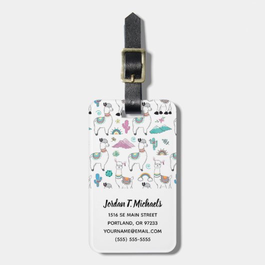 あなたの一流の|かわいい漫画のラマパターンを加えて下さい ラゲッジタグ (正面縦)