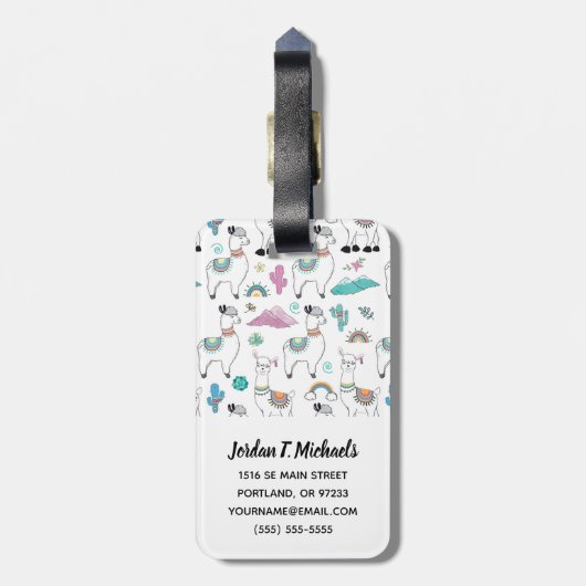 あなたの一流の|かわいい漫画のラマパターンを加えて下さい ラゲッジタグ (裏面縦)