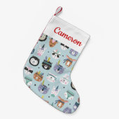 あなたの一流の|かわいい種族の顔パターンを加えて下さい スモールクリスマスストッキング (正面 (吊り時))