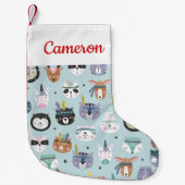 あなたの一流の|かわいい種族の顔パターンを加えて下さい スモールクリスマスストッキング (正面)