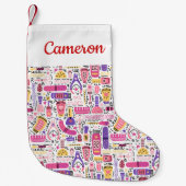 あなたの一流の|かわいい落書きのマニキュアパターンを加えて下さい スモールクリスマスストッキング (正面)