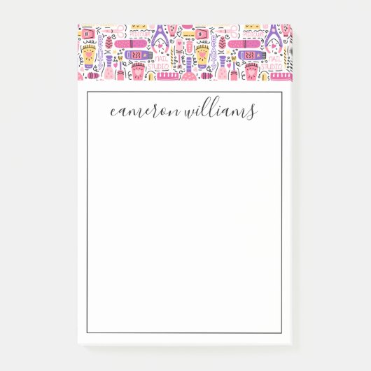 あなたの一流の|かわいい落書きのマニキュアパターンを加えて下さい ポストイット (正面)