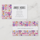 あなたの一流の|かわいい落書きのマニキュアパターンを加えて下さい 名刺 (正面/裏面)