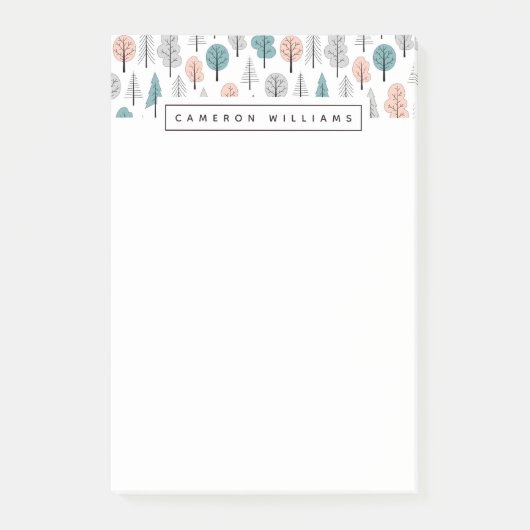 あなたの一流の|かわいい落書きの森林パターンを加えて下さい ポストイット (正面)