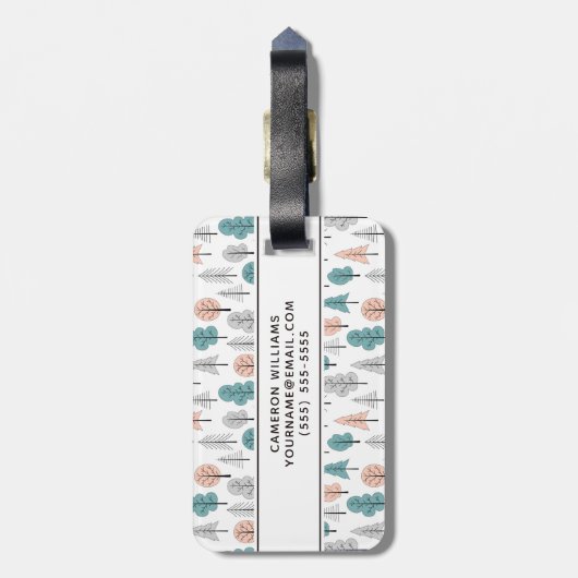 あなたの一流の|かわいい落書きの森林パターンを加えて下さい ラゲッジタグ (裏面縦)