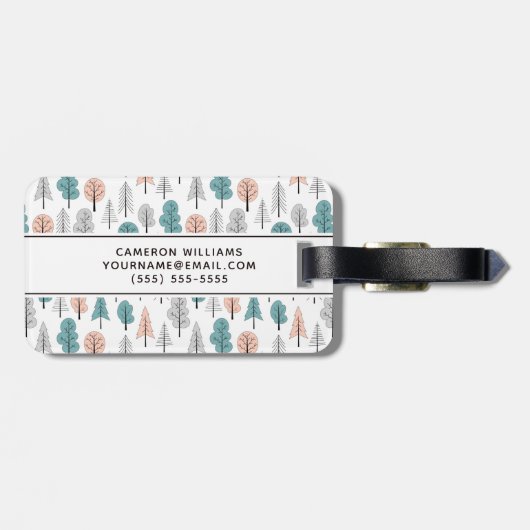 あなたの一流の|かわいい落書きの森林パターンを加えて下さい ラゲッジタグ (裏面横)