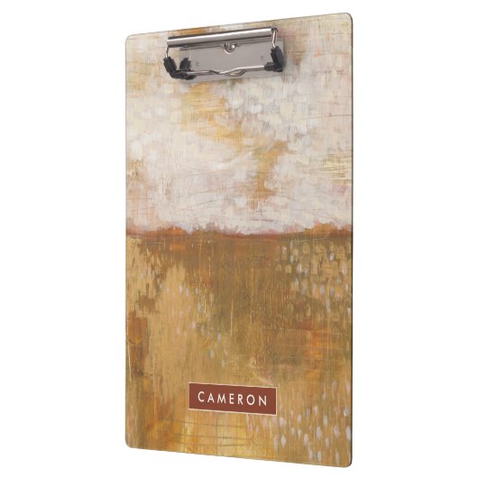 あなたの一流の|こはく色の地平線の抽象芸術のプリントを加えて下さい クリップボード (左)