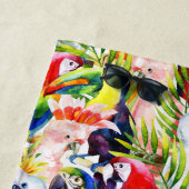 あなたの一流の|のオウムおよびシュロの葉を加えて下さい ビーチタオル (インサイチュ)