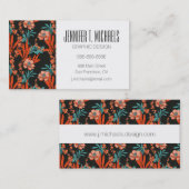 あなたの一流の|のオレンジの抽象芸術の花柄パターンを加えて下さい 名刺 (正面/裏面)