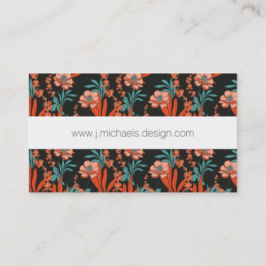 あなたの一流の|のオレンジの抽象芸術の花柄パターンを加えて下さい 名刺 (裏面)