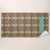 あなたの一流の|のカメの花柄パターンを加えて下さい ビーチタオル (正面)