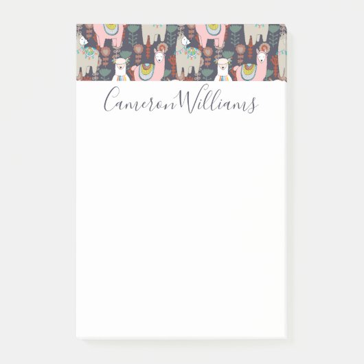 あなたの一流の|のカラフルのラマパターンを加えて下さい ポストイット (正面)