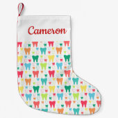 あなたの一流の|のカラフルの歯パターンを加えて下さい スモールクリスマスストッキング (正面)