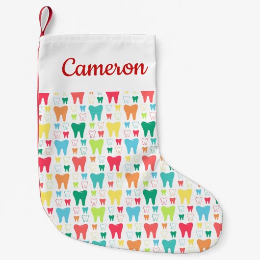 あなたの一流の|のカラフルの歯パターンを加えて下さい スモールクリスマスストッキング (正面)