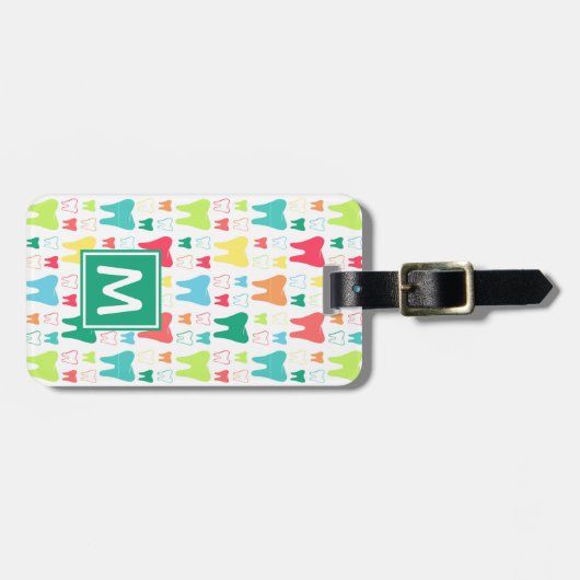 あなたの一流の|のカラフルの歯パターンを加えて下さい ラゲッジタグ (正面横)