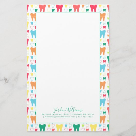 あなたの一流の|のカラフルの歯パターンを加えて下さい 便箋 (正面)