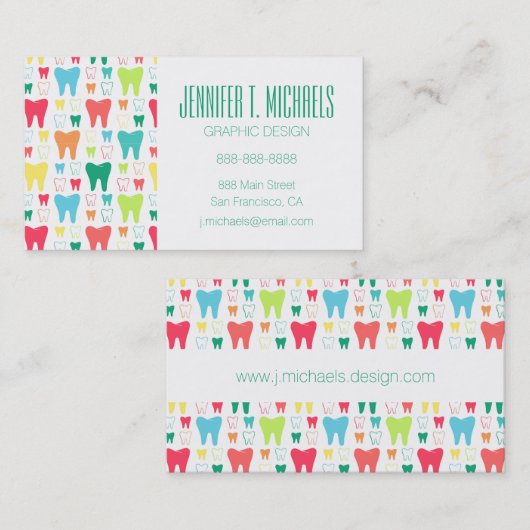 あなたの一流の|のカラフルの歯パターンを加えて下さい 名刺 (正面/裏面)
