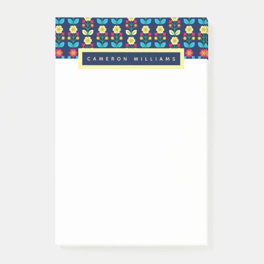 あなたの一流の|のカラフルの花柄パターンを加えて下さい ポストイット (正面)