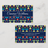 あなたの一流の|のカラフルの花柄パターンを加えて下さい 名刺 (正面/裏面)