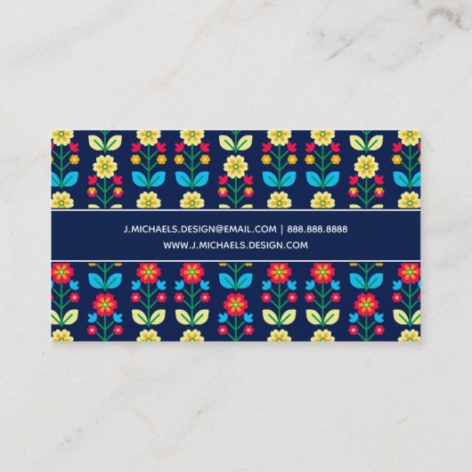あなたの一流の|のカラフルの花柄パターンを加えて下さい 名刺 (裏面)