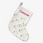 あなたの一流の|のクリスマスツリーの森林パターンを加えて下さい スモールクリスマスストッキング (正面 (吊り時))