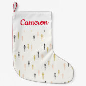 あなたの一流の|のクリスマスツリーの森林パターンを加えて下さい スモールクリスマスストッキング (正面)