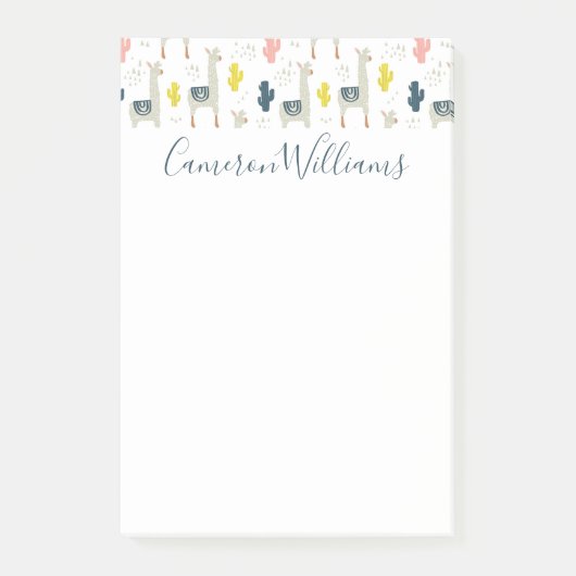 あなたの一流の|のサボテン及びラマパターンを加えて下さい ポストイット (正面)