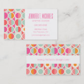 あなたの一流の|のショッキングピンクのレトロの円パターンを加えて下さい 名刺 (正面/裏面)