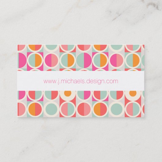 あなたの一流の|のショッキングピンクのレトロの円パターンを加えて下さい 名刺 (裏面)