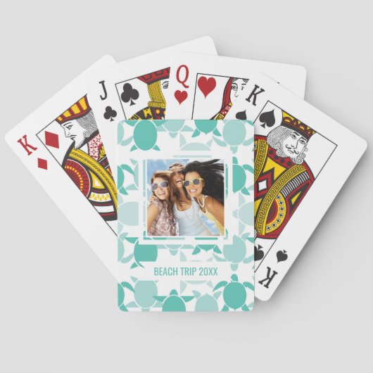 あなたの一流の|のティール(緑がかった色)のカメパターンを加えて下さい トランプ (裏面)