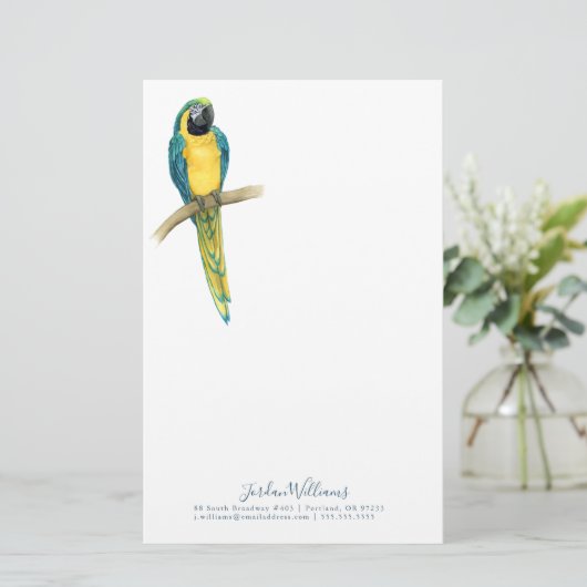 あなたの一流の|のティール（緑がかった色）のコンゴウインコを加えて下さい 便箋 (スタンド正面)
