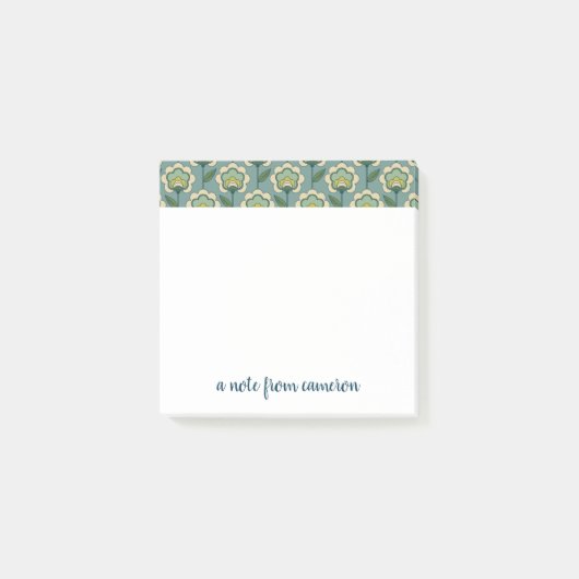 あなたの一流の|のティール（緑がかった色）及び黄色い花パターンを加えて下さい ポストイット (正面)