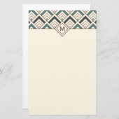 あなたの一流の|のティール(緑がかった色)幾何学的なパターンを加えて下さい 便箋 (正面/裏面)