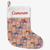 あなたの一流の|のトレンディーによって服を着せられるラマパターンを加えて下さい スモールクリスマスストッキング (正面)