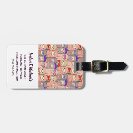 あなたの一流の|のトレンディーによって服を着せられるラマパターンを加えて下さい ラゲッジタグ (正面横)