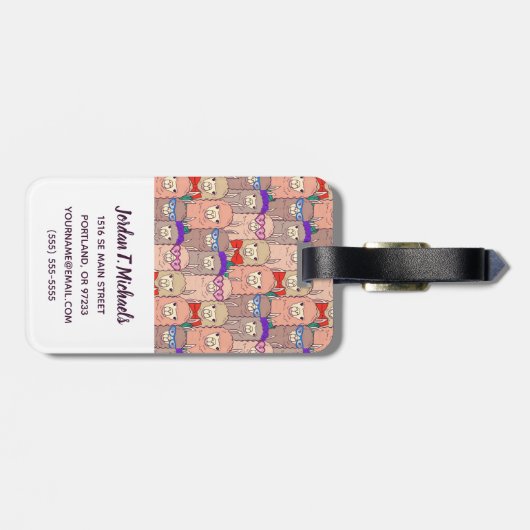 あなたの一流の|のトレンディーによって服を着せられるラマパターンを加えて下さい ラゲッジタグ (裏面横)