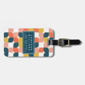 あなたの一流の|のバウハウスレトロの幾何学的なパターンを加えて下さい ラゲッジタグ (正面横)