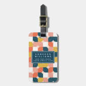 あなたの一流の|のバウハウスレトロの幾何学的なパターンを加えて下さい ラゲッジタグ (正面縦)