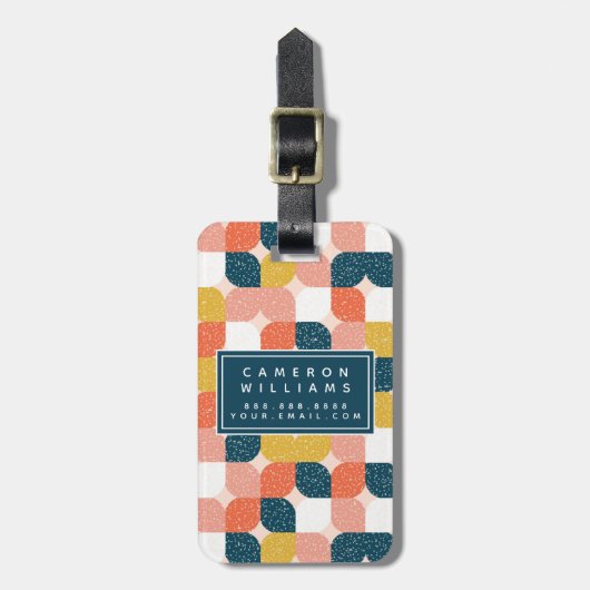 あなたの一流の|のバウハウスレトロの幾何学的なパターンを加えて下さい ラゲッジタグ (正面縦)