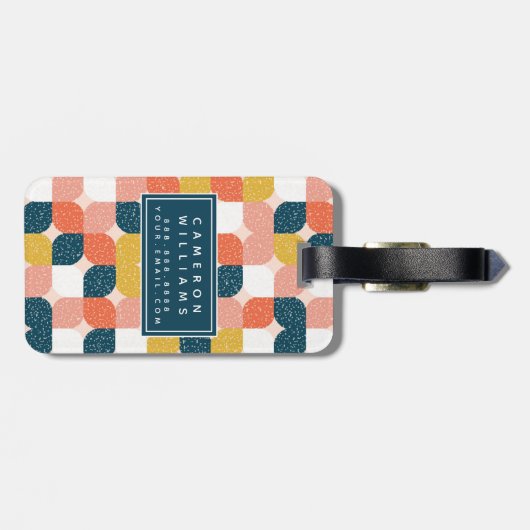 あなたの一流の|のバウハウスレトロの幾何学的なパターンを加えて下さい ラゲッジタグ (裏面横)