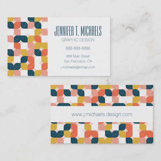 あなたの一流の|のバウハウスレトロの幾何学的なパターンを加えて下さい 名刺 (正面/裏面)