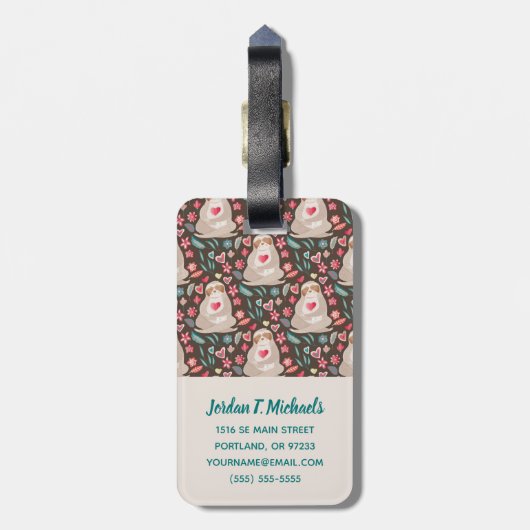 あなたの一流の|のバレンタインの怠惰パターンを加えて下さい ラゲッジタグ (裏面縦)