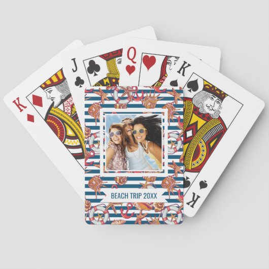 あなたの一流の|のヒトデおよびストライプなパターンを加えて下さい トランプ (裏面)