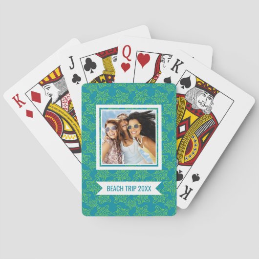 あなたの一流の|のヒトデの群集パターン|モノグラムを加えて下さい トランプ (裏面)