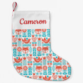 あなたの一流の|のフィンランドのキツネ及び鳥の民芸を加えて下さい スモールクリスマスストッキング (正面)