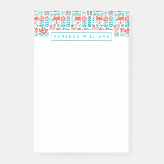 あなたの一流の|のフィンランドのキツネ及び鳥の民芸を加えて下さい ポストイット (正面)