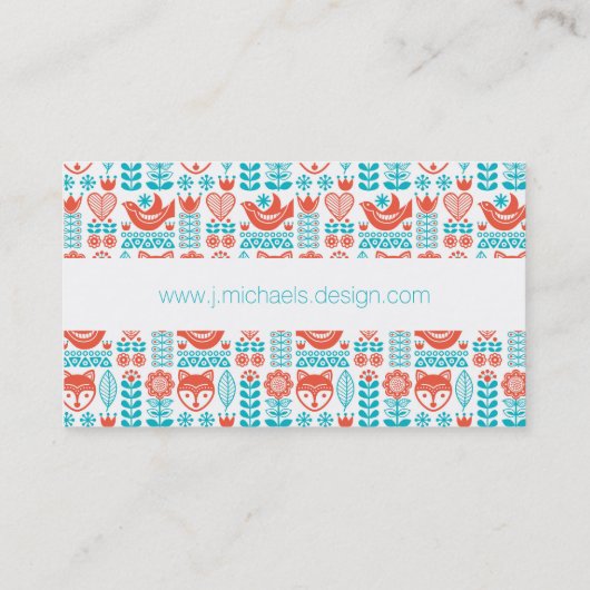 あなたの一流の|のフィンランドのキツネ及び鳥の民芸を加えて下さい 名刺 (裏面)