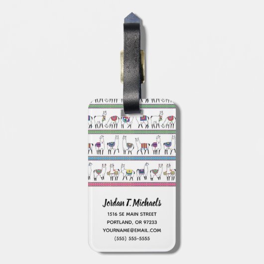 あなたの一流の|のラマのストライプパターンを加えて下さい ラゲッジタグ (裏面縦)