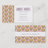 あなたの一流の|のレトロのピンク及び紫色の花パターンを加えて下さい 名刺 (正面/裏面)