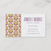 あなたの一流の|のレトロのピンク及び紫色の花パターンを加えて下さい 名刺 (正面)